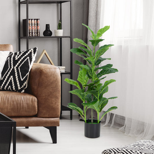 2-Pack Artificial Fiddle Leaf Fig Tree, Indoor Outdoor, Green