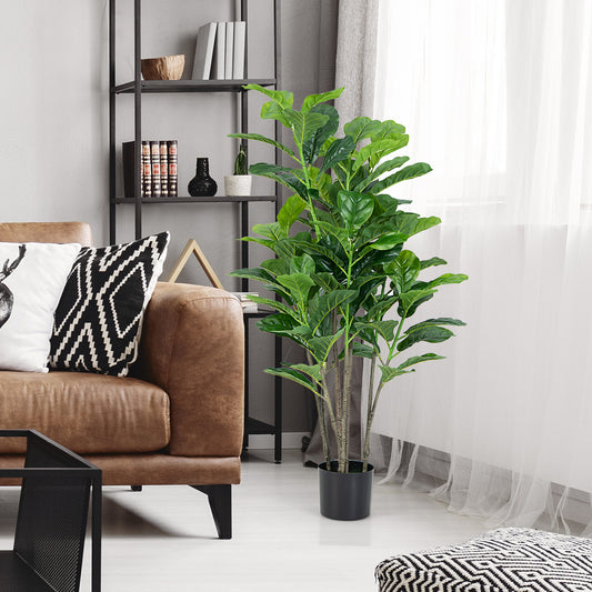 51 Inch Artificial Fiddle Leaf Fig Tree, 2-Pack, Green Faux Plants Green at Gallery Canada