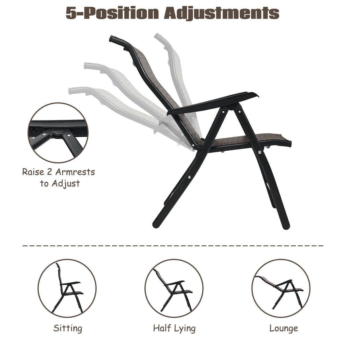 Patio Rattan Folding Chair, Brown Patio Dining Chairs at Gallery Canada