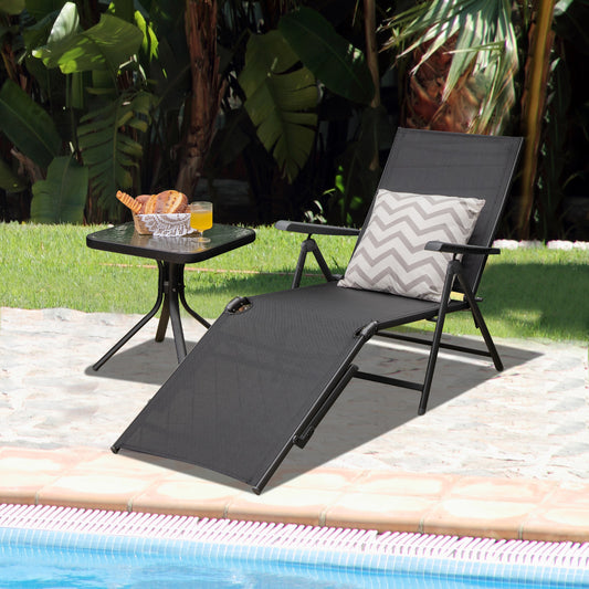 Patio Foldable Chaise Lounge Chair, Black Outdoor Chaise Lounges Black at Gallery Canada