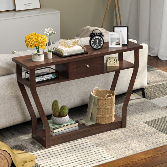 Modern Sofa Accent Table With Drawer, Brown Console Tables Brown at Gallery Canada