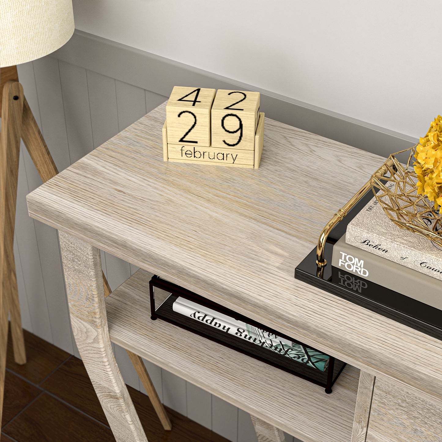 Modern Sofa Accent Table With Drawer, Gray