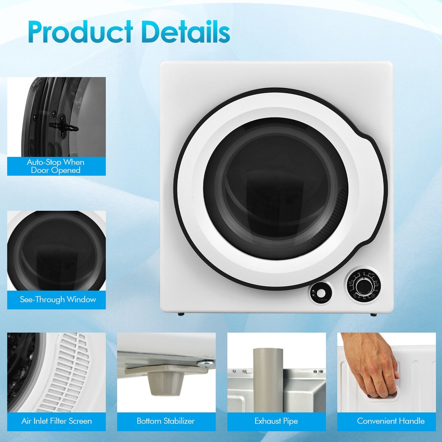Compact Electric Tumble Laundry Dryer, Stainless Steel Tub, White Dryers at Gallery Canada