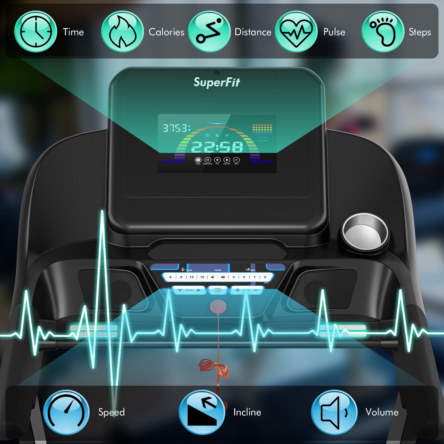 4.75 HP Treadmill with APP and Auto Incline for Home and Apartment, Black Treadmills at Gallery Canada