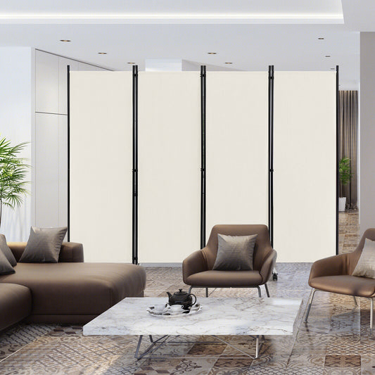 4-Panel Folding Room Divider, 6 Feet, Lockable Wheels, White Room Dividers White at Gallery Canada