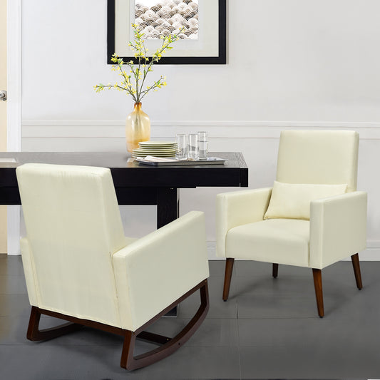 2-In-1 Fabric Rocking Chair With Pillow, Beige Accent Chairs Beige at Gallery Canada