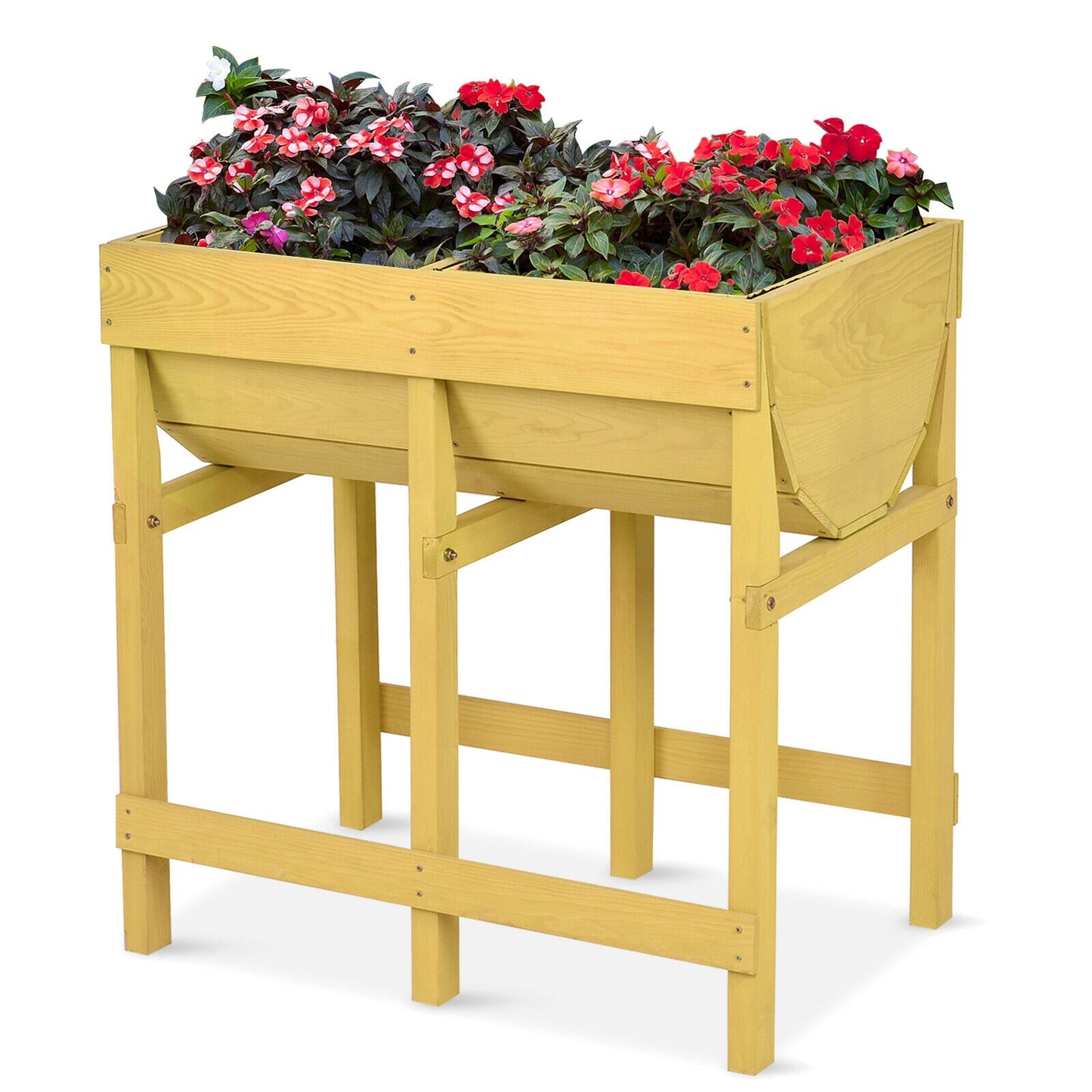 Raised Wooden V Planter Elevated Vegetable Flower Bed, Yellow Raised Garden Beds at Gallery Canada