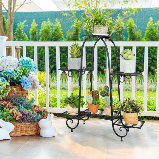 6-Tier Plant Stand, Adjustable Foot Pads, Black Plant Stands Black at Gallery Canada