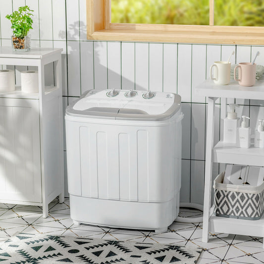 Portable 8 lbs Mini Twin Tub Spinner Washing Machine, Gray Washing Machines Gray at Gallery Canada