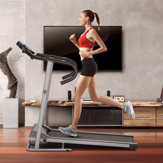 Electric Foldable Treadmill, LCD Display, Heart Rate Sensor, Black Treadmills Black at Gallery Canada