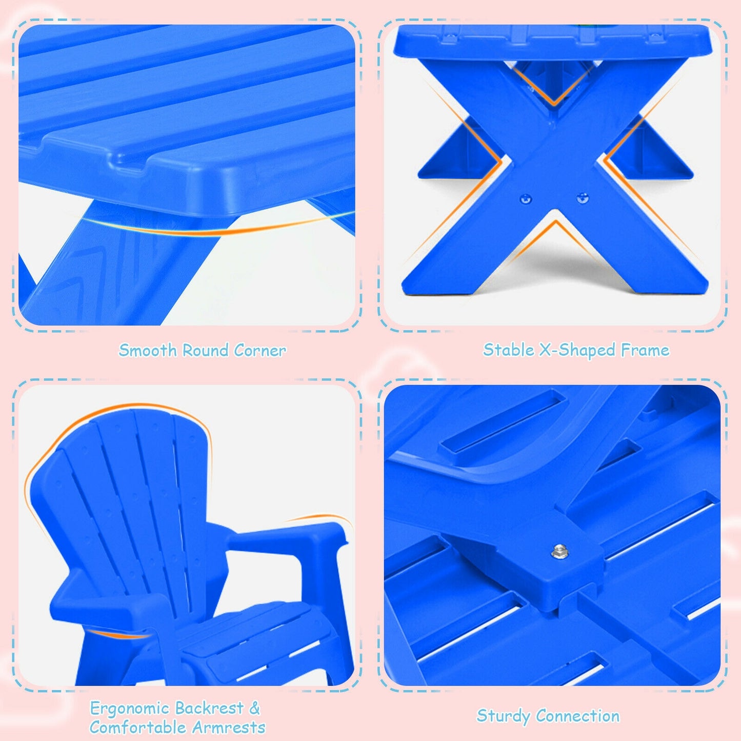 3-Piece Plastic Children Table Chair Set, Blue Kids Table & Chair Sets at Gallery Canada