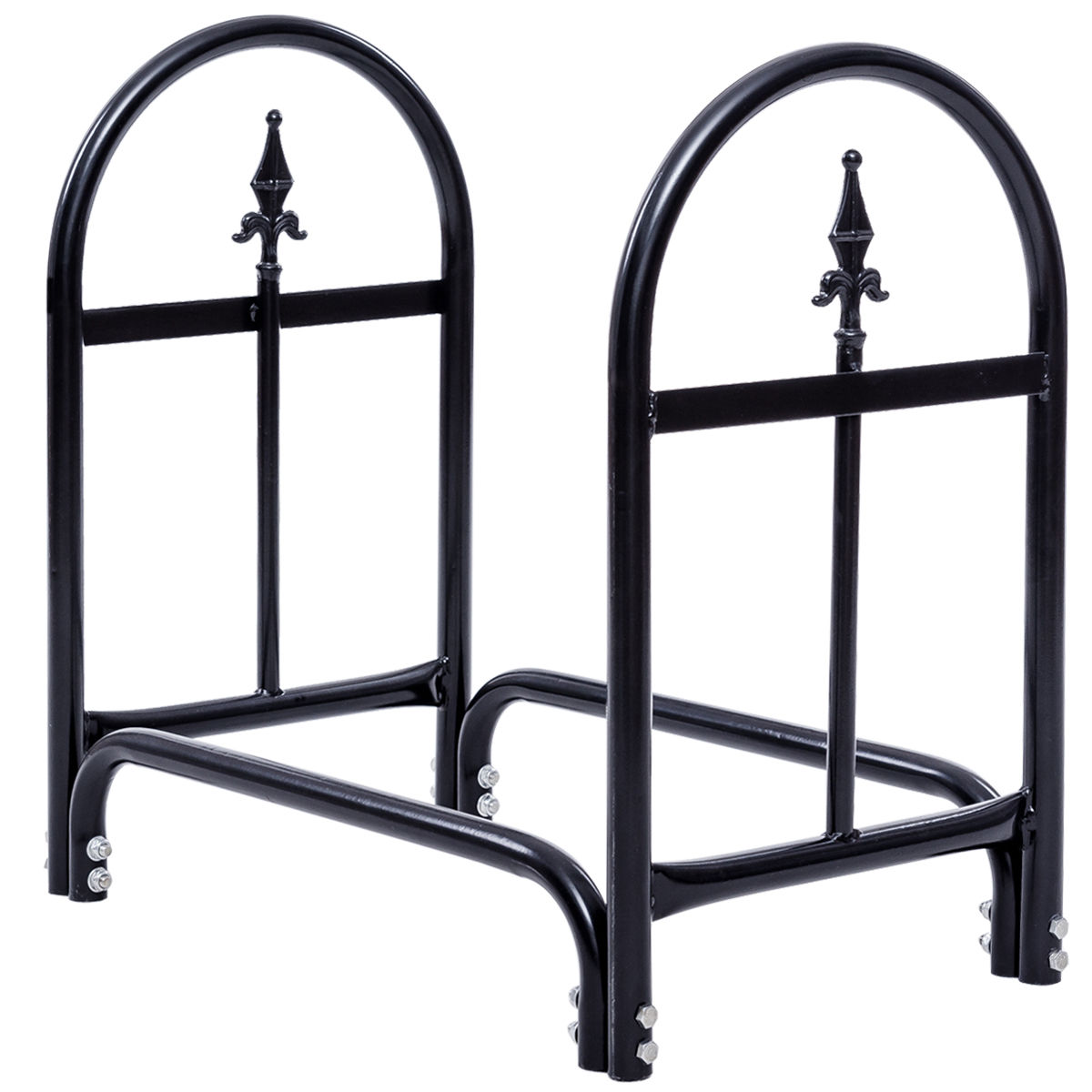 2 Feet Heavy Duty Steel Firewood Storage Holder, Black