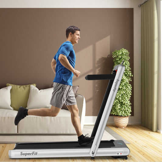 4.75HP 2 In 1 Folding Treadmill, Remote APP Control, Silver Treadmills Silver at Gallery Canada
