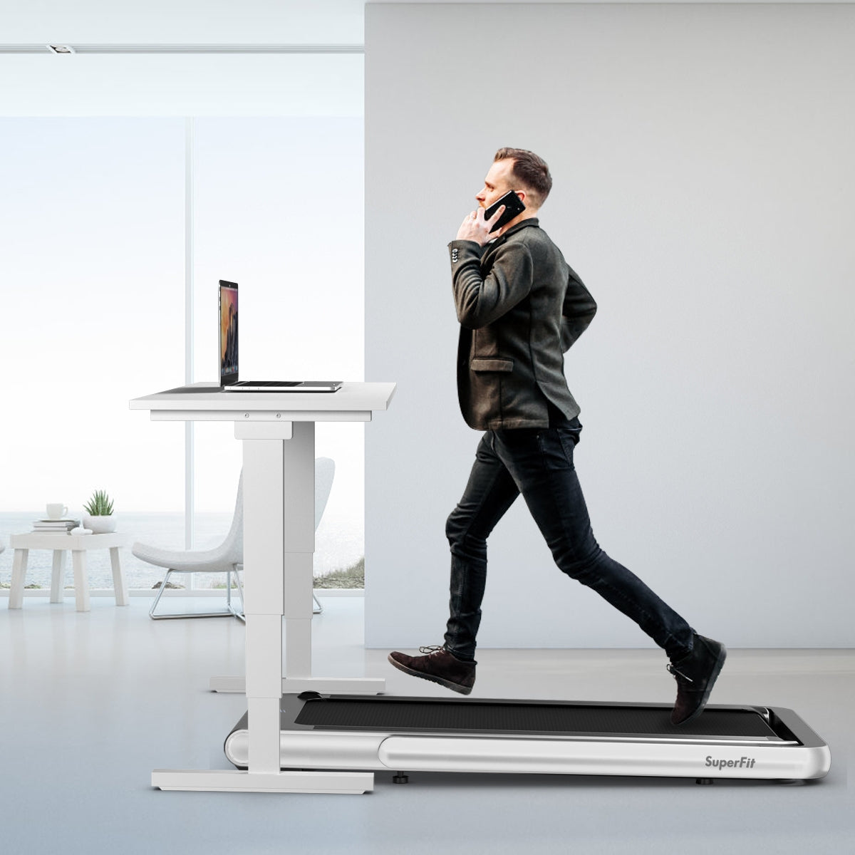 4.75HP 2 In 1 Folding Treadmill with Remote APP Control, Silver Treadmills at Gallery Canada