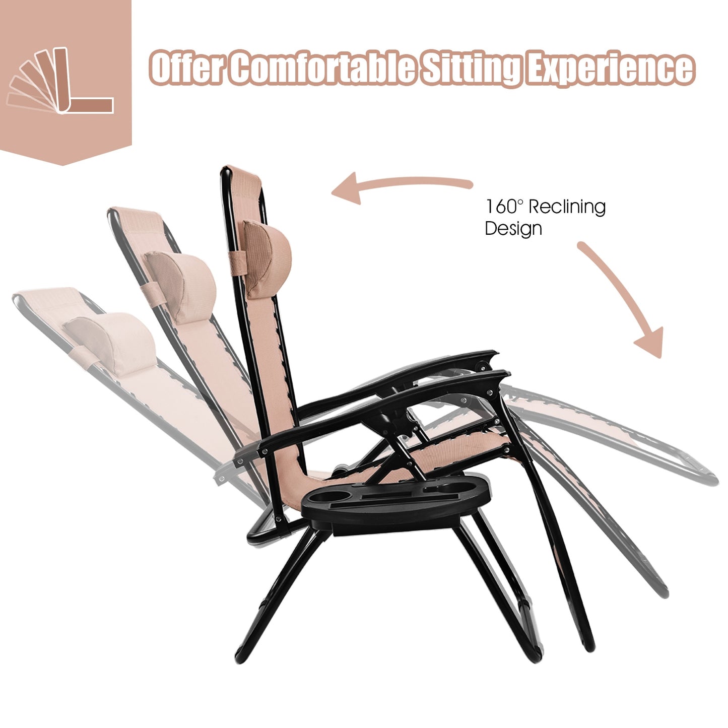 Folding Lounge Chair, Zero Gravity, 2 Pieces, Beige Beach & Lawn Chairs at Gallery Canada