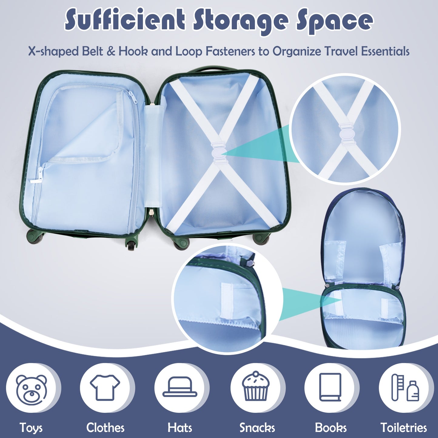 2 Pieces 12 Inch and 16 Inch Kids Carry on Suitcase Rolling Backpack School Luggage Set, Dark Blue Kids Luggage at Gallery Canada