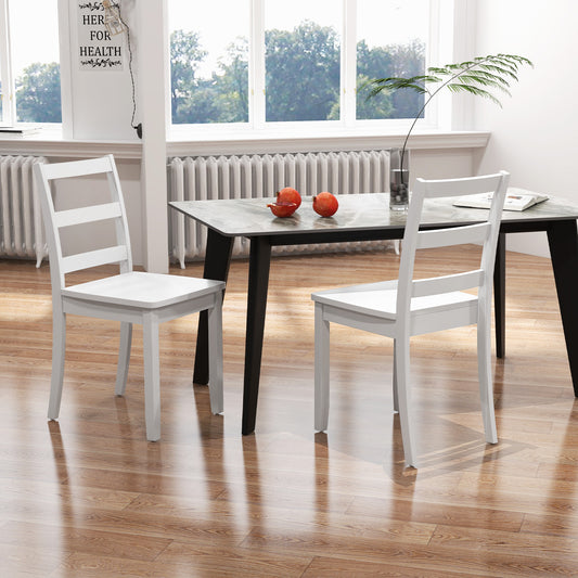 Set Of 2 Wood Dining Chairs, Solid Rubber Wood Legs, White Dining Chairs White at Gallery Canada