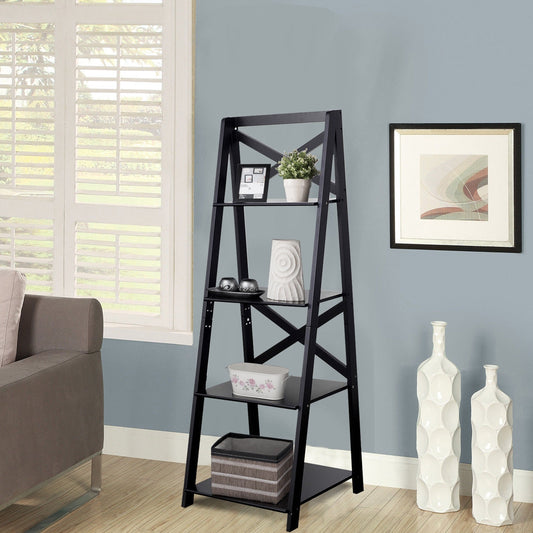 4-Tier Ladder Space-Saving Bookshelf, Black Bookcases Black at Gallery Canada
