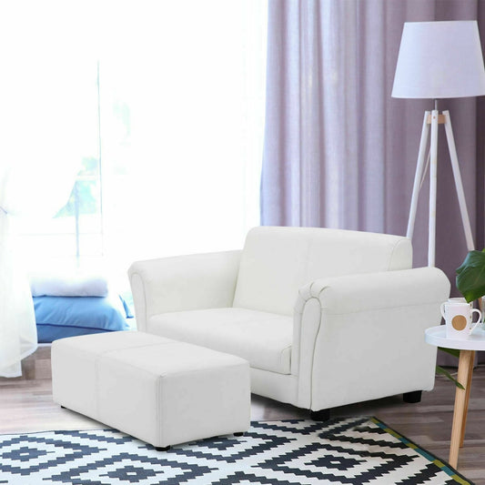 Kids Double Sofa With Ottoman, White Kids Chairs & Seating White at Gallery Canada
