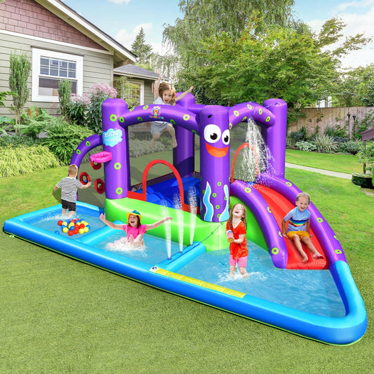 Inflatable Water Slide Castle without Blower Bounce House Purple, blue, green, red at Gallery Canada