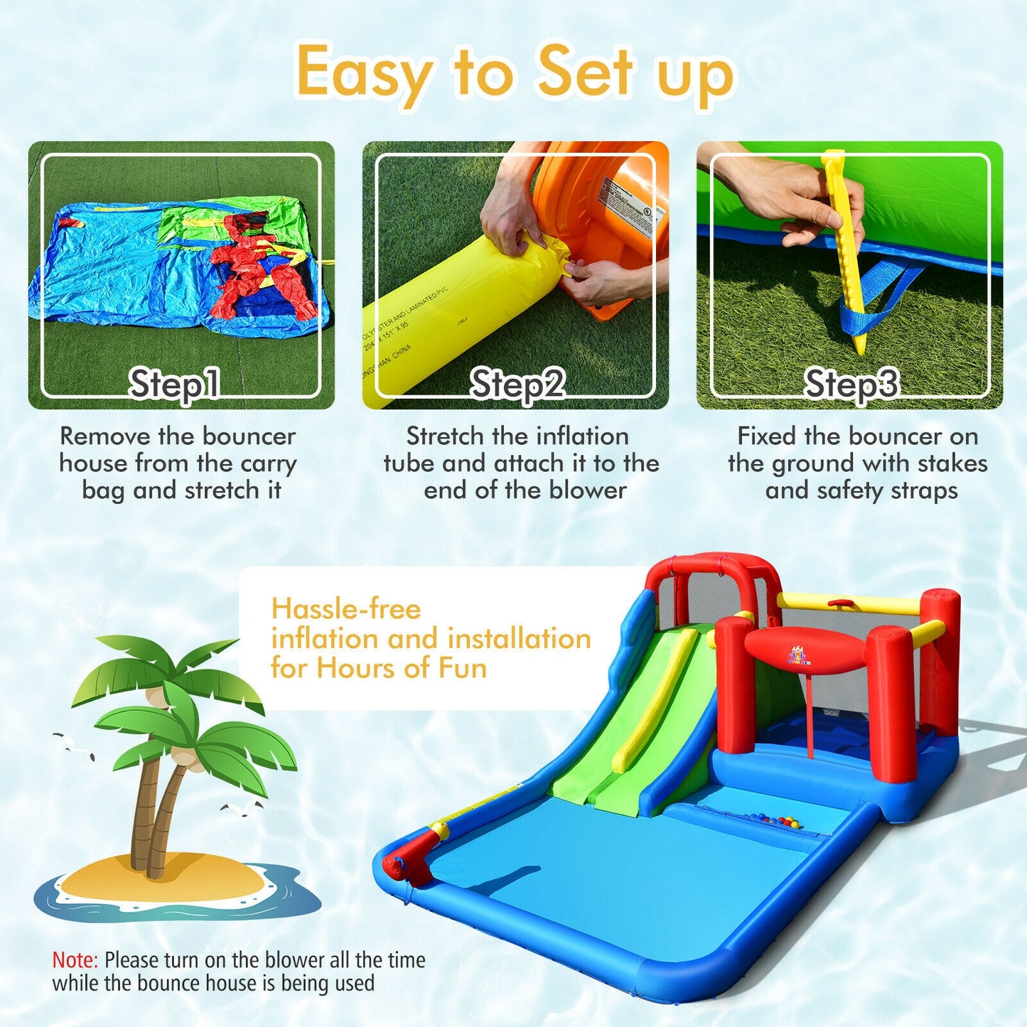 Inflatable Water Slide With Ocean Balls, Kids, No Blower Bounce House at Gallery Canada