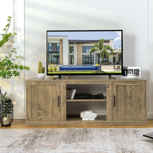 58 Inch TV Stand With 1500W Faux Fireplace, For TVs Up To 65 Inch, Natural Entertainment Centers & TV Stands Natural at Gallery Canada