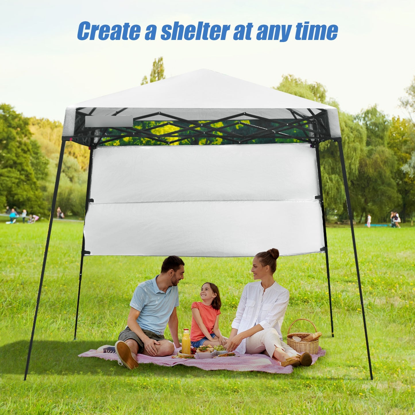 7 x 7 Feet Sland Adjustable Portable Canopy Tent with Backpack, White Canopies at Gallery Canada