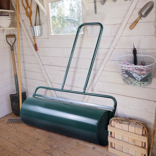 36 x 12 Inches Tow Lawn Roller, Water Filled Metal Push Roller, Green Lawn Care Tools Green at Gallery Canada