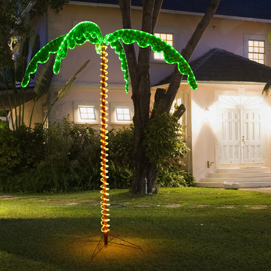 7 Feet LED Pre-Lit Palm Tree Decor With Light Rope, Green