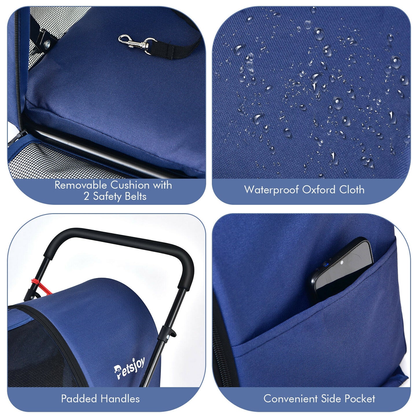 4-In-1 Double Pet Stroller, Detachable Carrier, Travel Carriage, Blue Dog Supplies at Gallery Canada