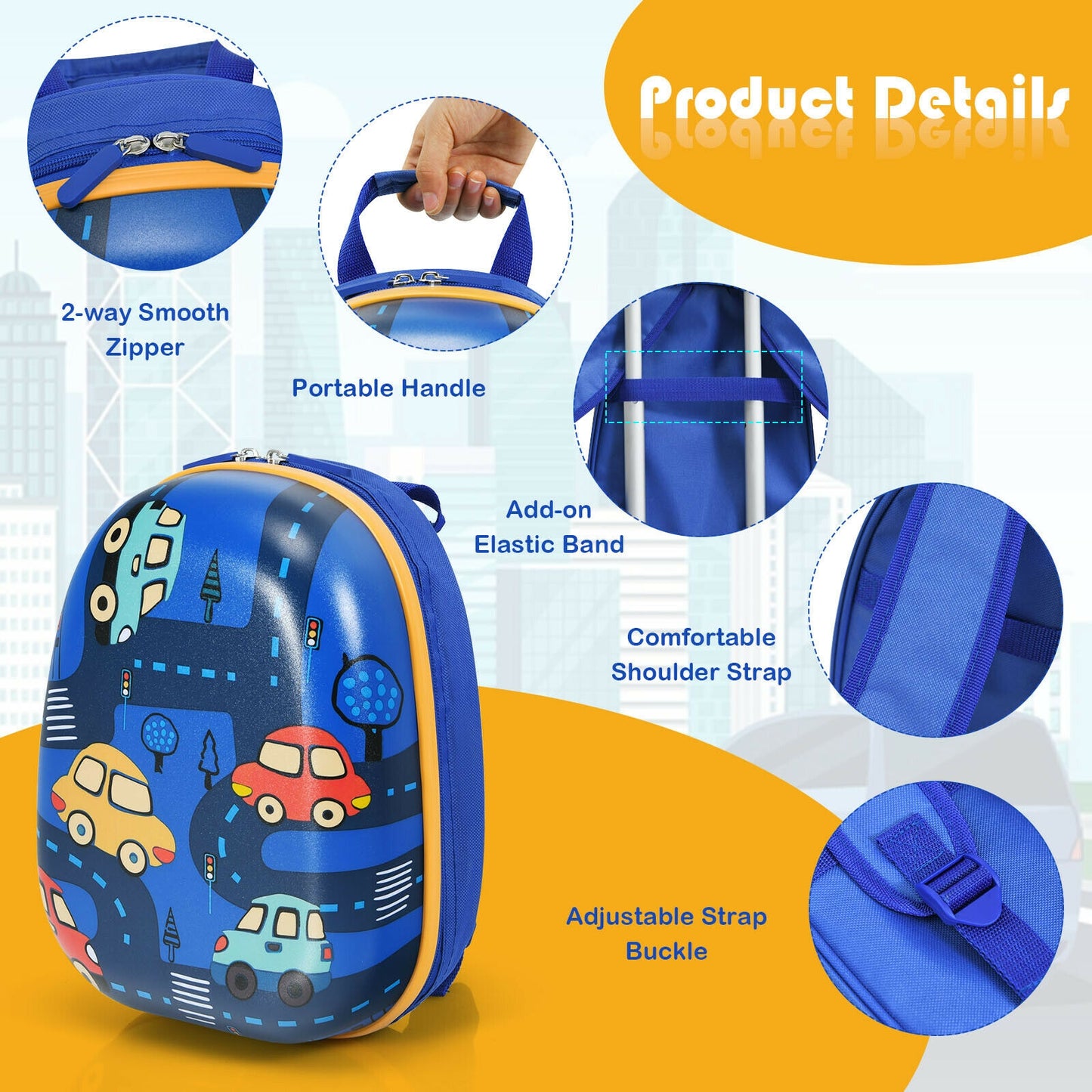 Kids Luggage Set, 2 Pieces, With Backpack And Suitcase, Blue