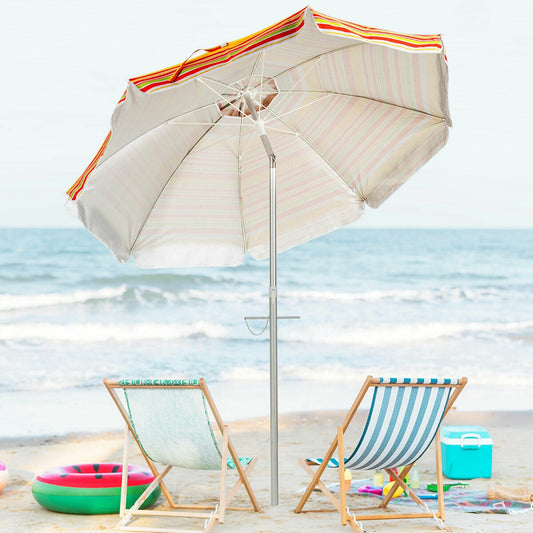 6.5 Feet Beach Umbrella, Sun Shade, Carry Bag, Orange Outdoor Umbrellas Orange at Gallery Canada