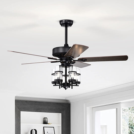 50 Inch Noiseless Ceiling Fan Light, Explosion-Proof Glass Lampshades, Black Ceiling Fans Black at Gallery Canada