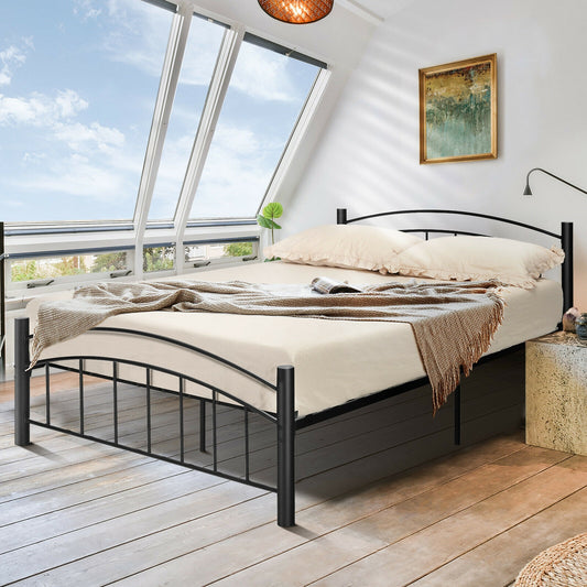 Modern Platform Bed With Headboard, Full Size, Black Simple Bed Frame Black at Gallery Canada