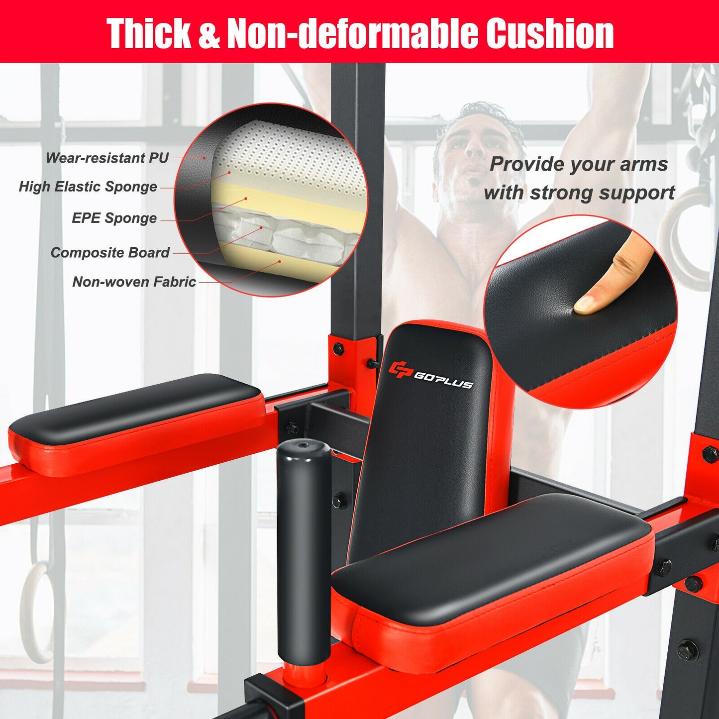 Multi-Function Power Tower, Full-Body Workout, Red, Black Benches Racks & Bars at Gallery Canada