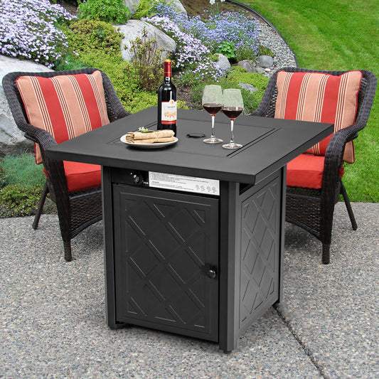 28 Inch Propane 50,000 BTU Patio Square Gas Fireplace, Black Fire Pits Black at Gallery Canada