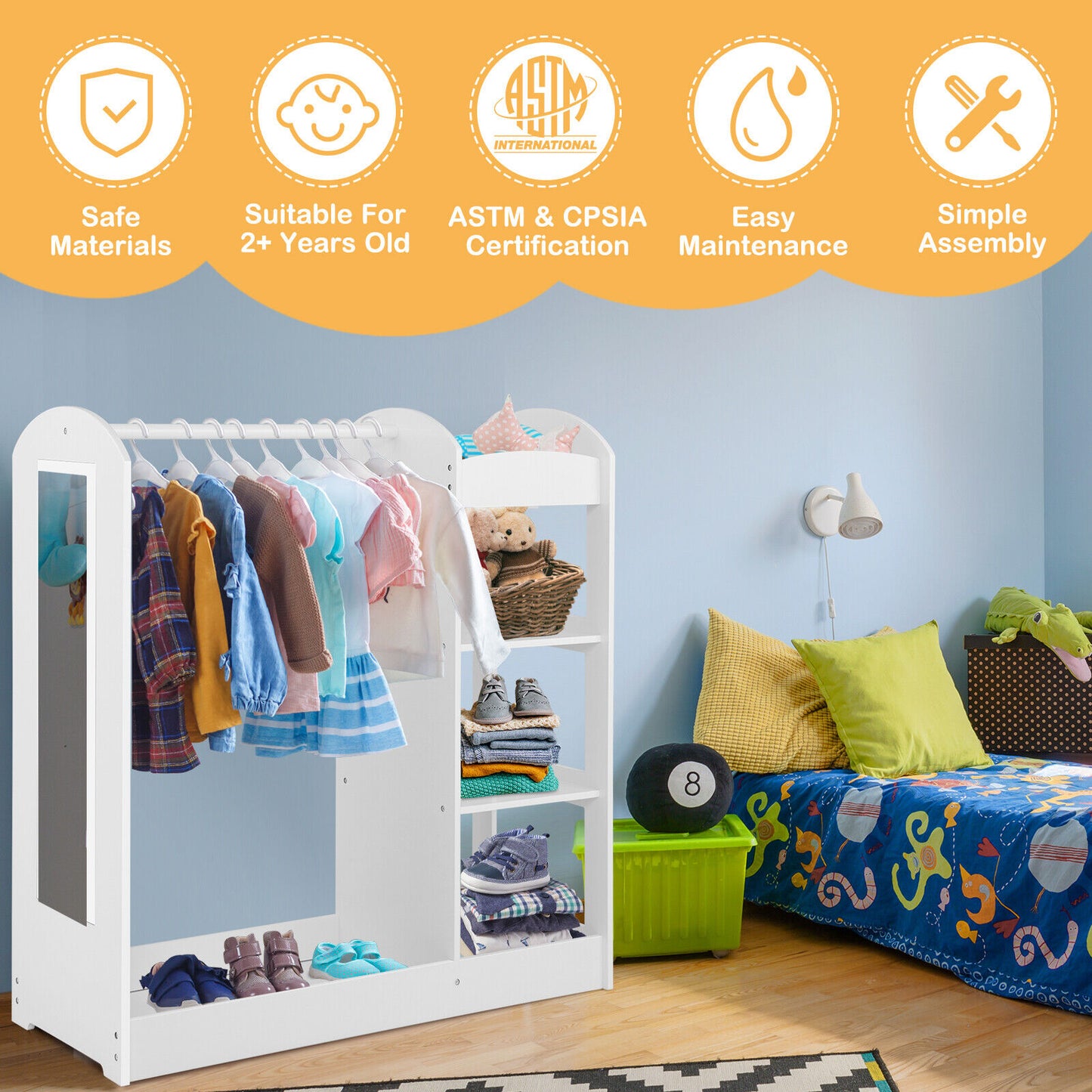 Kids Dress Up Storage With Mirror, White Kids Storage at Gallery Canada