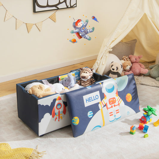 Kids Wooden Upholstered Toy Storage Box with Removable Lid, Blue Kids Storage Blue at Gallery Canada