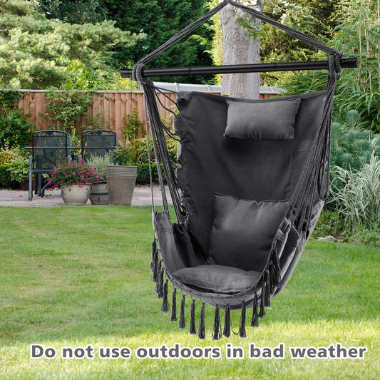 Hanging Rope Swing Chair, Gray Hammocks Gray at Gallery Canada