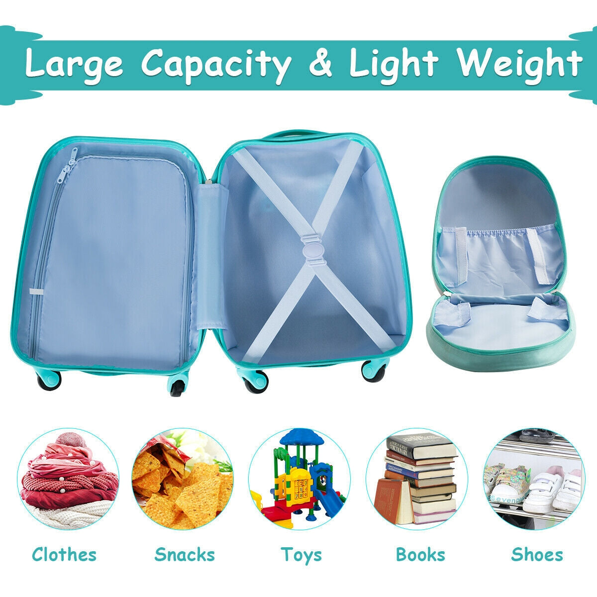 Kids Luggage Set, 12-inch Backpack, 16-inch Rolling Suitcase, Multicolor Kids Luggage at Gallery Canada