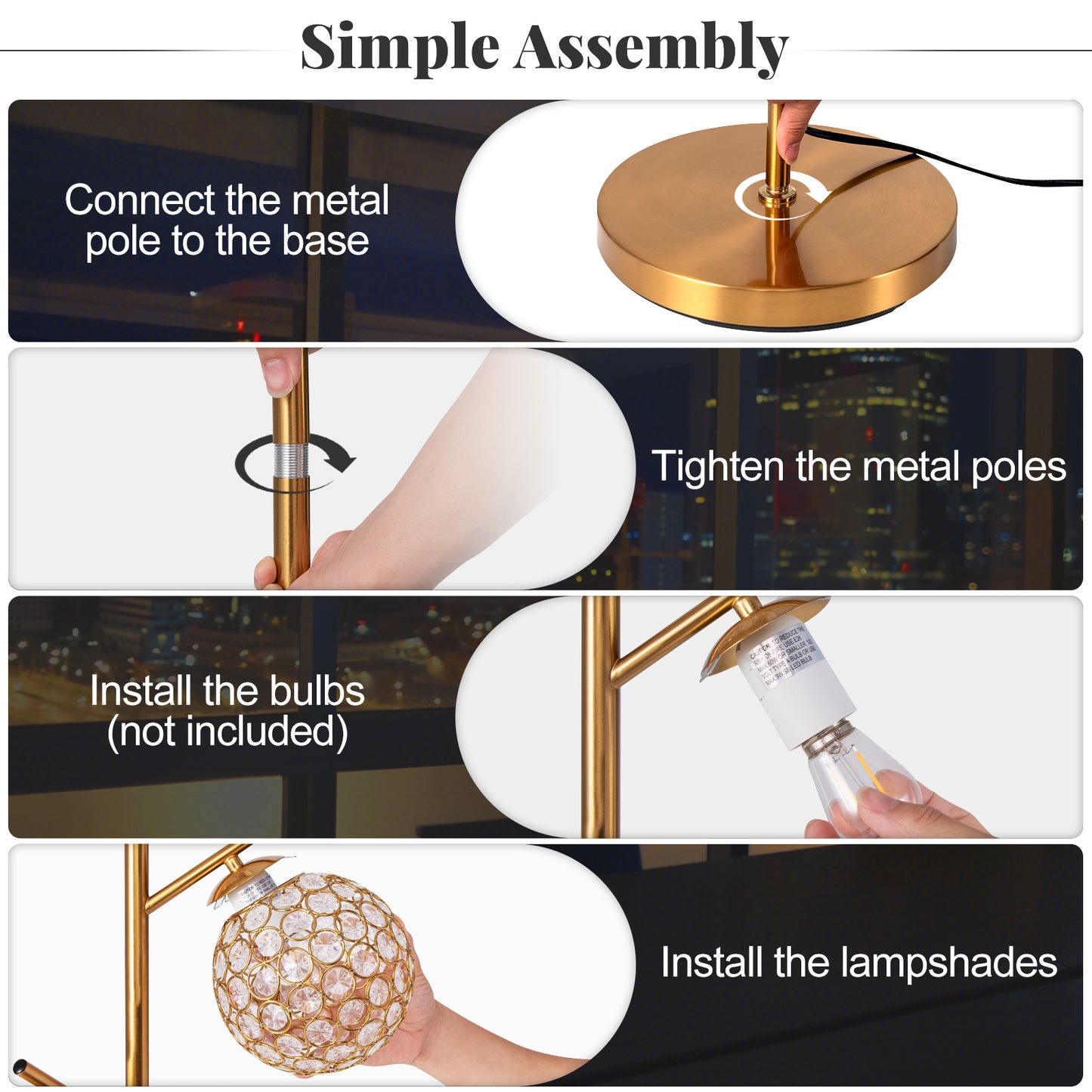 3-Globe Floor Lamp with Foot Switch and 3 E26 Bulb Bases, Golden Table & Floor Lamps at Gallery Canada