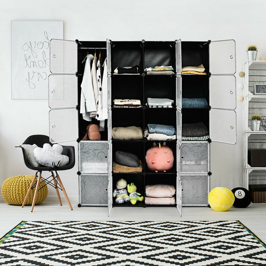 20-Cube DIY Plastic Storage Organizer, Transparent With Doors