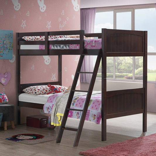 Twin Size Wooden Bunk Beds Convertible 2 Individual Beds, Brown Bunk Bed Frame Brown at Gallery Canada