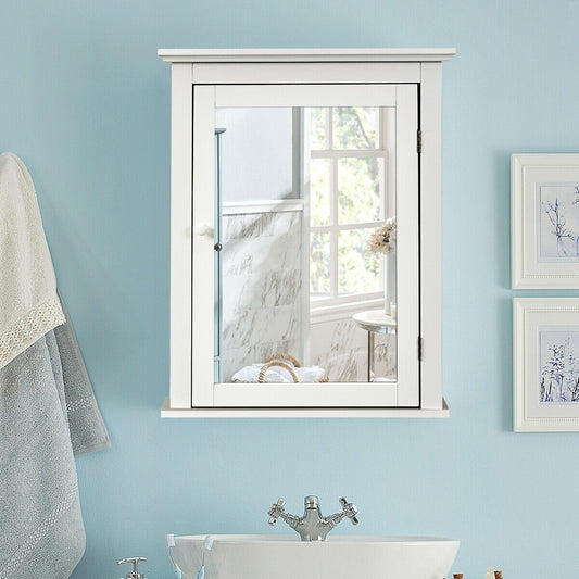 Wall Mounted Bathroom Mirror Cabinet, Adjustable Shelf, White Wall Cabinets White at Gallery Canada