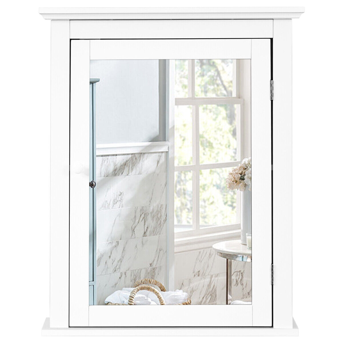 Wall Mounted Bathroom Mirror Cabinet, Adjustable Shelf, White Wall Cabinets at Gallery Canada