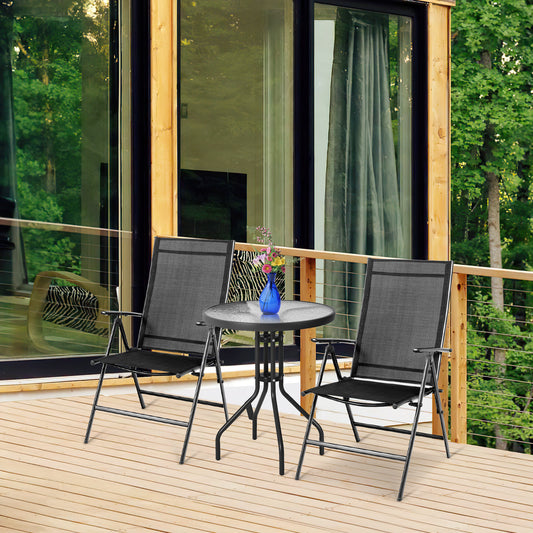 Set Of 2 Adjustable Portable Patio Folding Dining Chair Recliners, Black Patio Dining Chairs Black at Gallery Canada