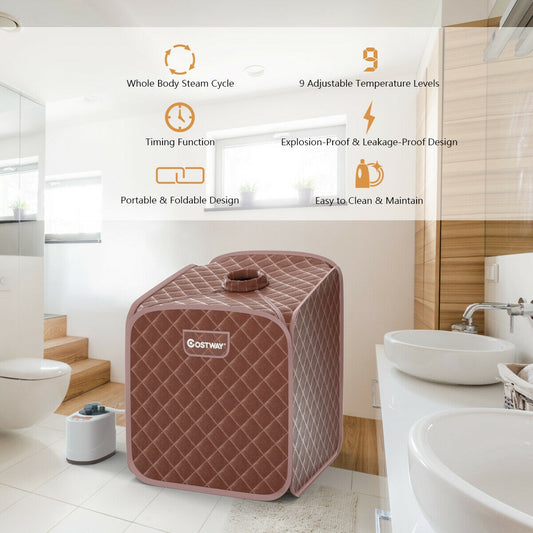 2L Portable Folding Steam Sauna Spa, Brown Spa & Salon Brown at Gallery Canada