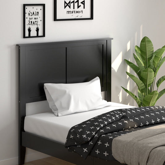 Solid Wood Flat Panel Headboard for Twin-size Bed, Black Headboards Black at Gallery Canada