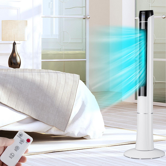 Portable 48 Inches Tower Fan, Remote Control, White Fans White at Gallery Canada