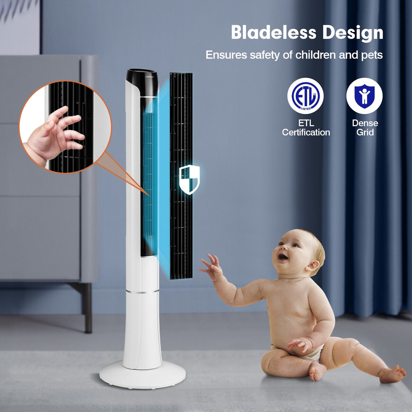 Portable 48 Inches Tower Fan, Remote Control, White Fans at Gallery Canada
